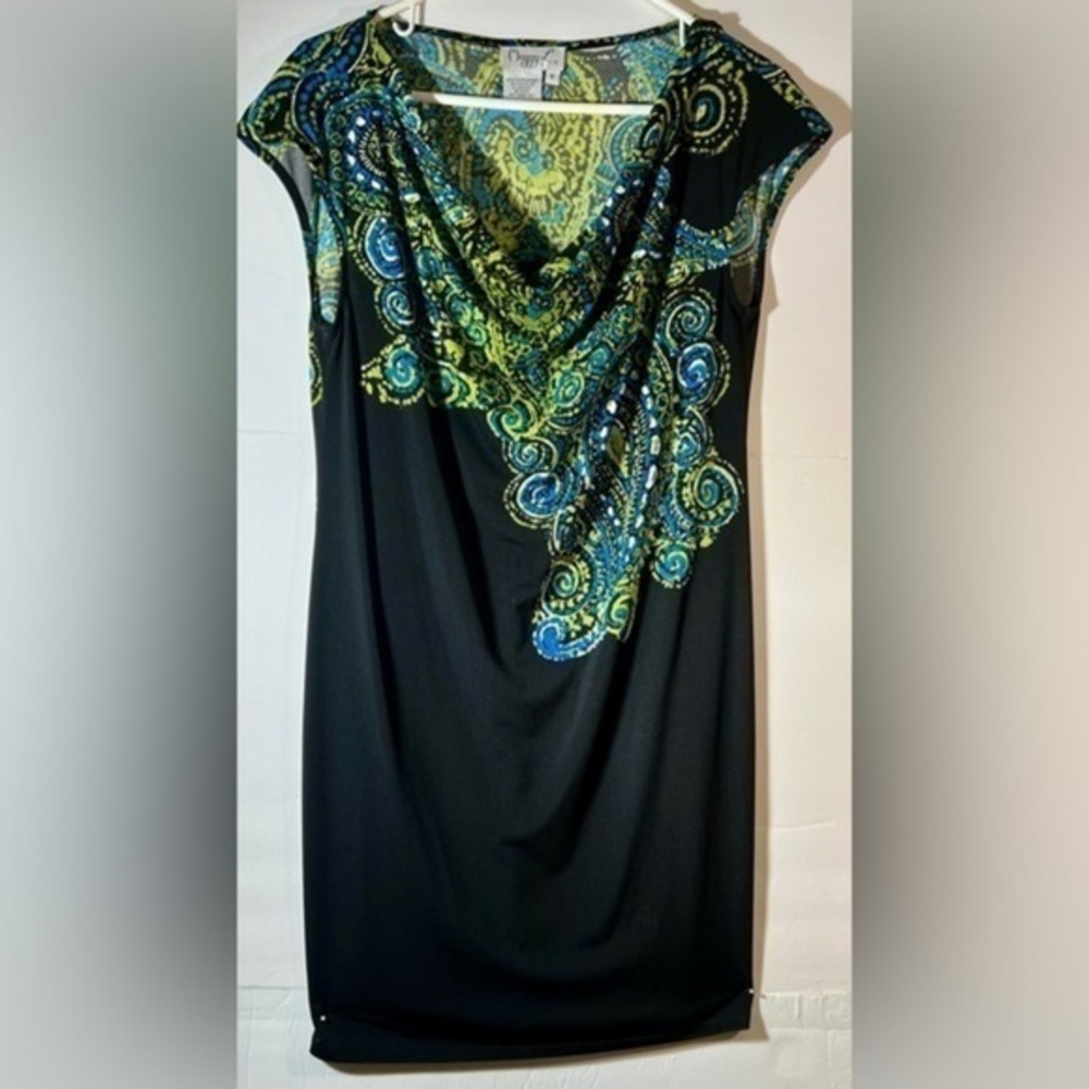 MAGGY L WOMEN’S BLACK WITH MULTICOLORED DESIGN SIZE 8